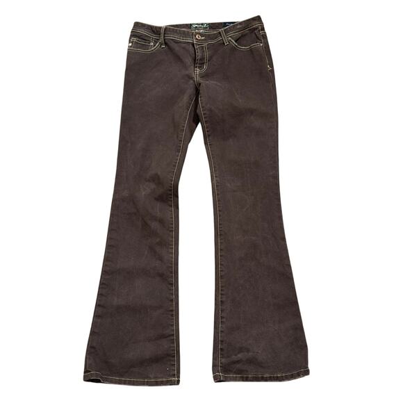 SEVEN7 Women's 30 Jeans Brown Flare Cowgirl Embroidered Pockets Hippie Boho y2k - Picture 2 of 11